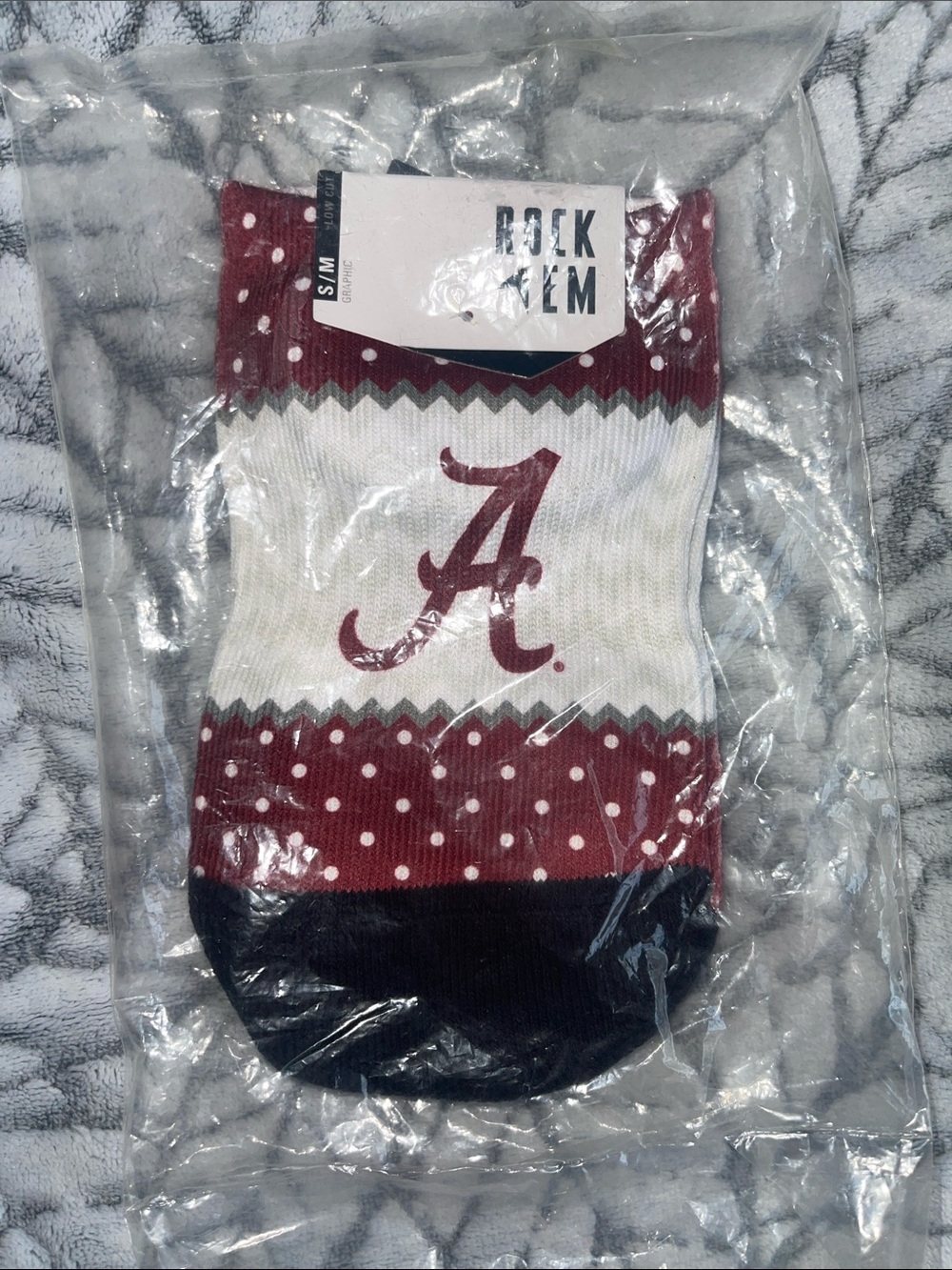 Rock 'Em Alabama Polka Dot Ankle Socks - Crimson/White/Black